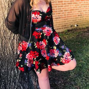 Strapless floral dress